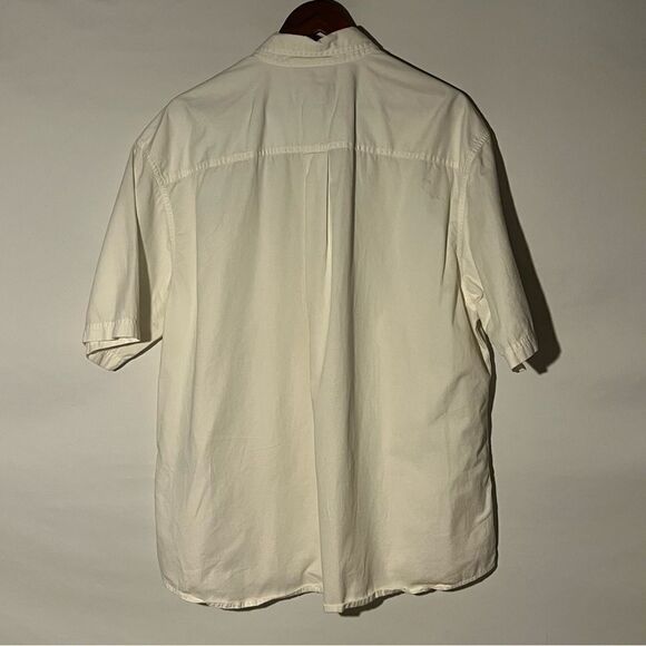 Men's Eddie Bauer Cream Short Sleeve Button Down Shirt - Picture 5 of 7